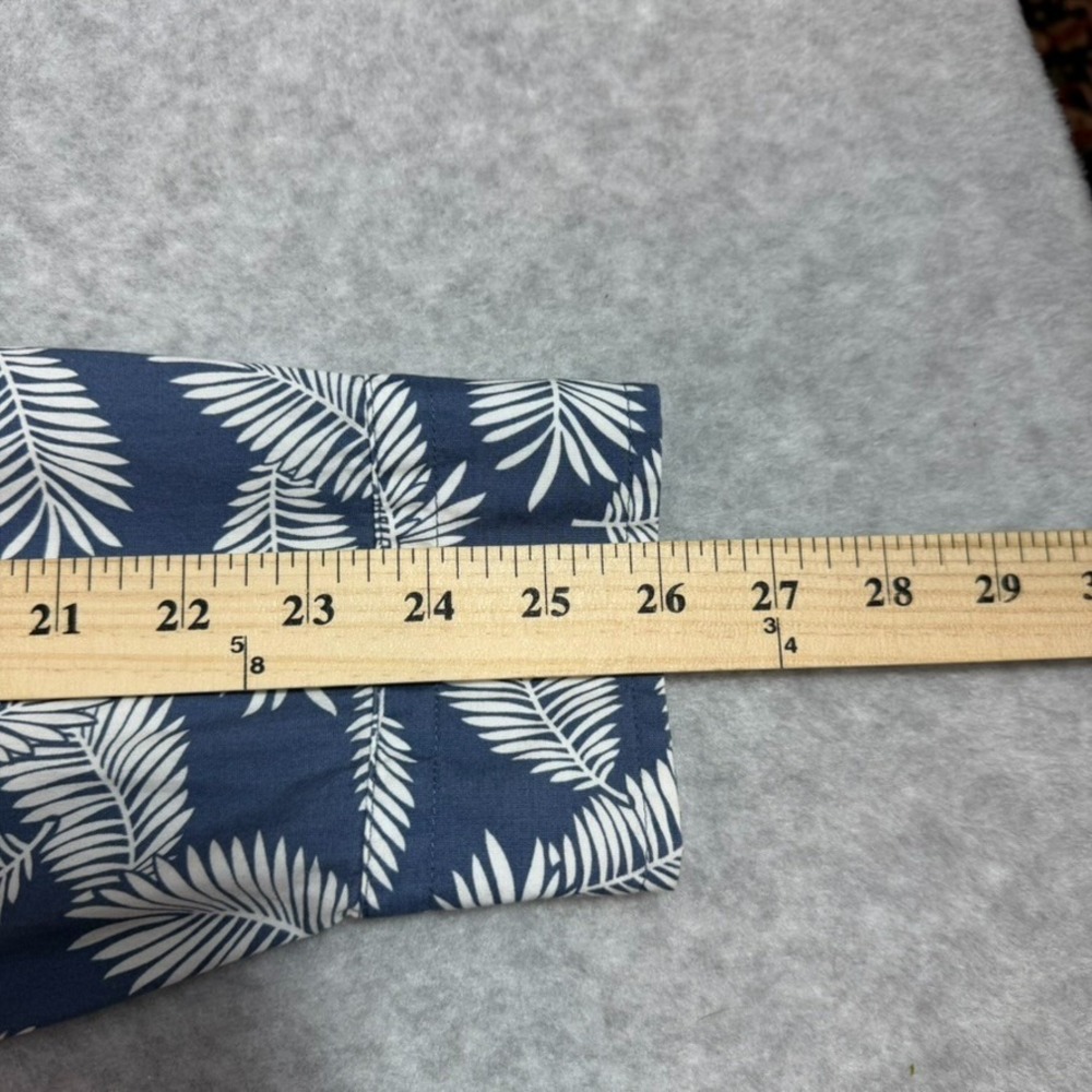 Gap Button Up Shirt Mens XL Blue Floral Leaf Print Slim Fit Long Sleeve - Picture 10 of 11